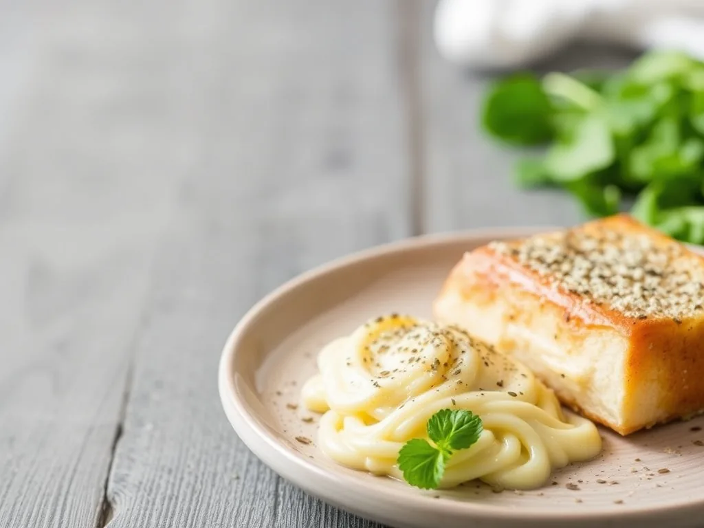 Part de fiadone corse sur une assiette blanche, légèrement saupoudrée de sucre glace, avec un zeste de citron et un coulis