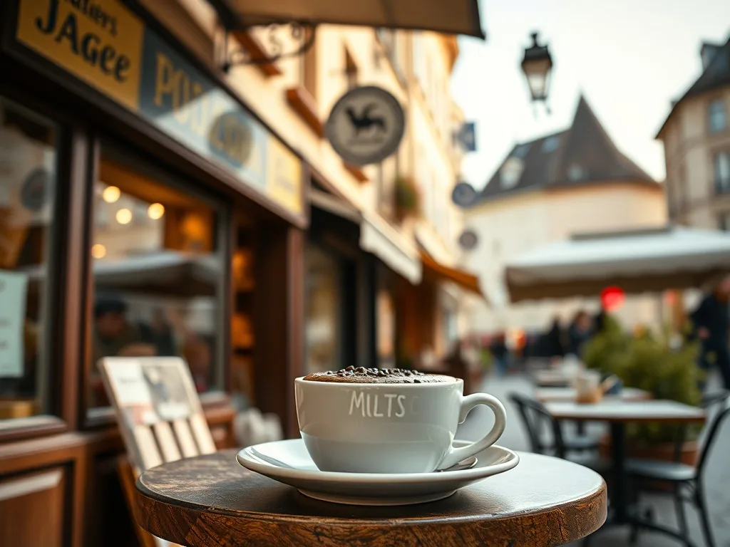 Un mug cake au chocolat tout juste sorti du micro-ondes, encore gonflé, avec une cuillère plantée dedans, sur un plan de